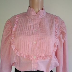 Vtg pinstripe tuxedo blouse